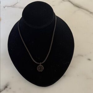 Vintage Black Rose Pendant Necklace